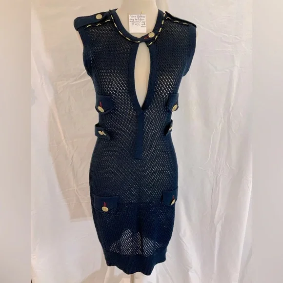 Pierre Balmain | Dresses | Pierre Balmain Knit Dress With Gold Buttons  Includes Slip Dress Underneath | Poshmark